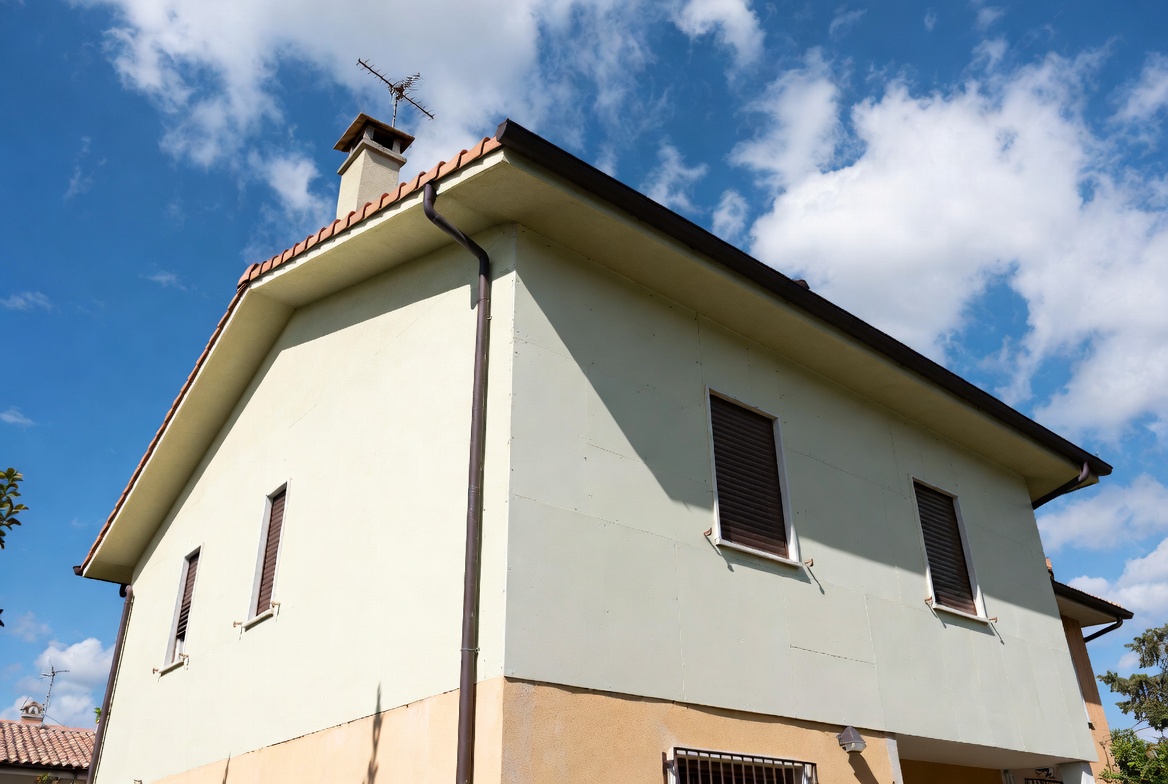 Installazione cappotto termico esterno su facciata di casa residenziale per risparmio energetico a Napoli Caserta